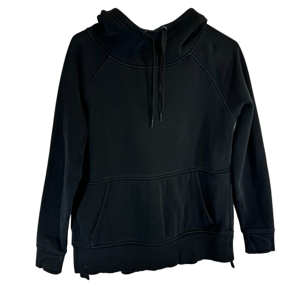 Athleta Womens Sentry Pullover Cowl Neck Hoodie Sweatshirt Heather Black size XS